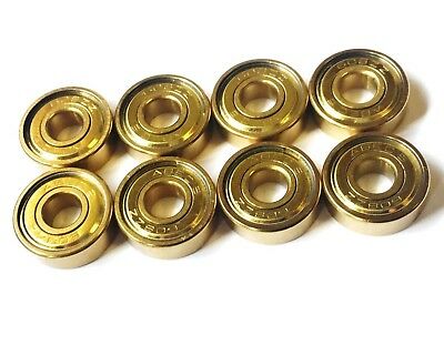 608 ABEC-7 GOLD Colour (Pack Of 8) Skateboard Bearings 8x22x7mm